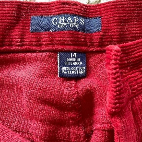 𝅺chaps CORDUROY DEEP RED WOMAN PANTS SIZE US 14​ - Picture 6 of 10